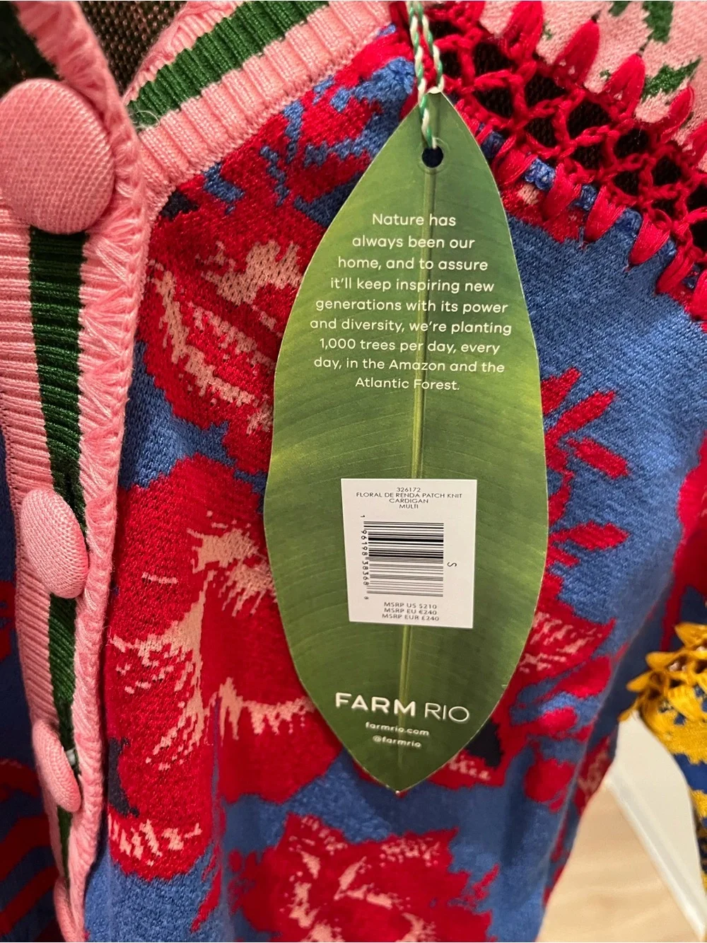 NWT FARM Rio Floral De Renda Patch Knit Cardigan S - Picture 8 of 8